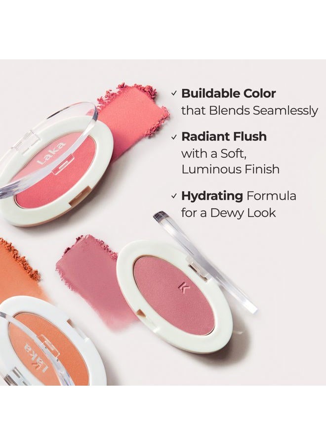 Laka Love Silk Blush, 5.7g/0.2oz, Radiant Powder Blush, Silky, Buildable Color with a Natural Glow, Long Lasting, Moisturizing Formula for a Fresh, Flushed Look, K-Beauty (#708 Poem) - Image 4
