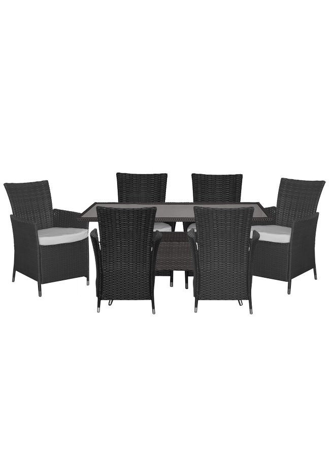Oasis Casual RATTAN RETANGLE DINING SET (1PC TABLE & 6PCS CHAIRS WITH BEIGE CUSHION)  - Image 1