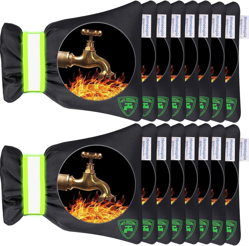 HOMETOPIA 16Pack Outdoor Faucet Covers for Winter - 6.1"W x 8.3"H Outside Hose Bib Spigot Covers Protector Socks for Winter Freeze Protection Insulation Reusable Waterproof Insulated backflow Cover,Black - Image 1