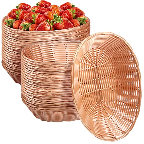Potchen 24 Pack Plastic Oval Basket Small Fruit Bread Basket Food Storage Basket Bin for Gifts Empty Home Kitchen - Image 2