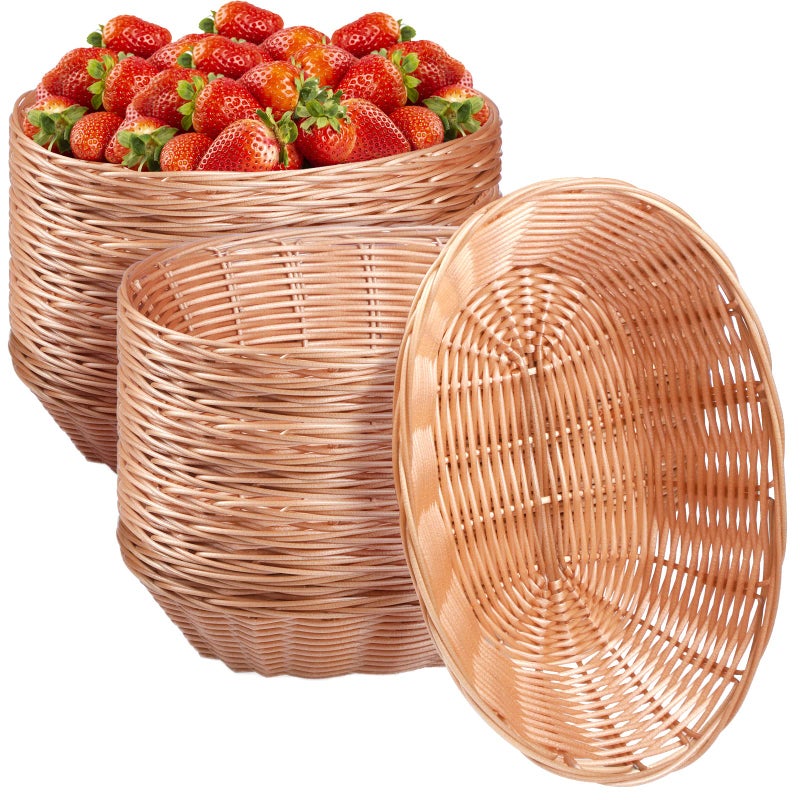 Potchen 24 Pack Plastic Oval Basket Small Fruit Bread Basket Food Storage Basket Bin for Gifts Empty Home Kitchen - Image 1