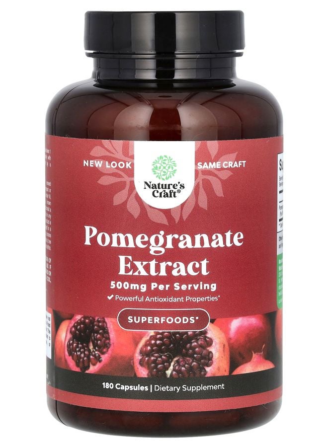 Nature's Craft Pomegranate Extract  500 mg  180 Capsules - Image 1