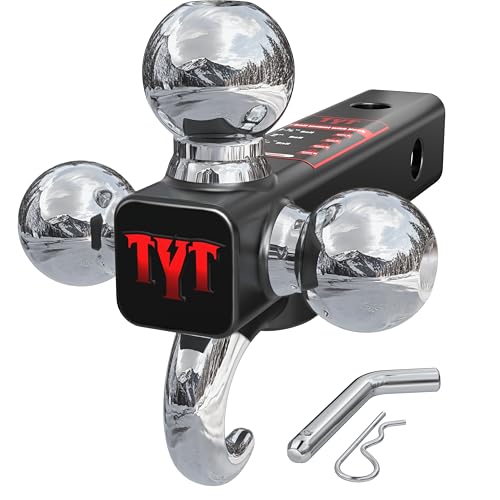 TYT Trailer Hitch Tri Ball Mount with Tow HookFits 2 inch ReceiverTriple Balls 178 2 251610000 lbs GTW1000 lbs TWwith Hitch pin - Image 1