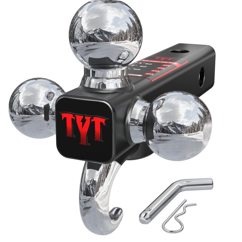 TYT Trailer Hitch Tri Ball Mount with Tow HookFits 2 inch ReceiverTriple Balls 178 2 251610000 lbs GTW1000 lbs TWwith Hitch pin - Image 3