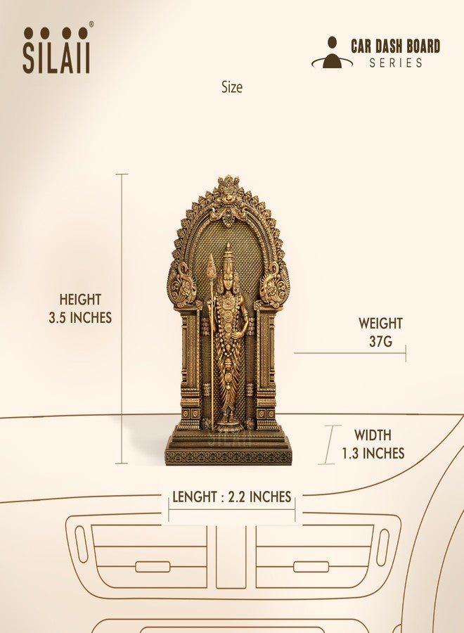 SILAII Lord Murugan Car Dashboard Idol - 3.5 Inch | Antique Bronze Murugan Idol | God Idol for Home, Office & Pooja Room | Ideal for Gifting - Image 2