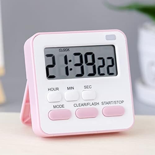 AKRIZA Digital Kitchen Timer & Stopwatch - Large Digit Countdown, Loud Alarm, Magnetic Back Stand Ideal for Cooking, Baking, Stop Watch Timer for Study Table Accessories for Students (Pink & White) - Image 1