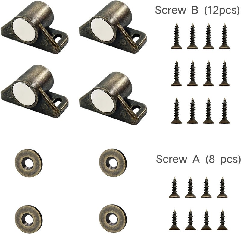 sunivaca Magnetic Door Catch, 4 Pack Rare Earth Cabinet Door Magnets - Bronze - Image 2