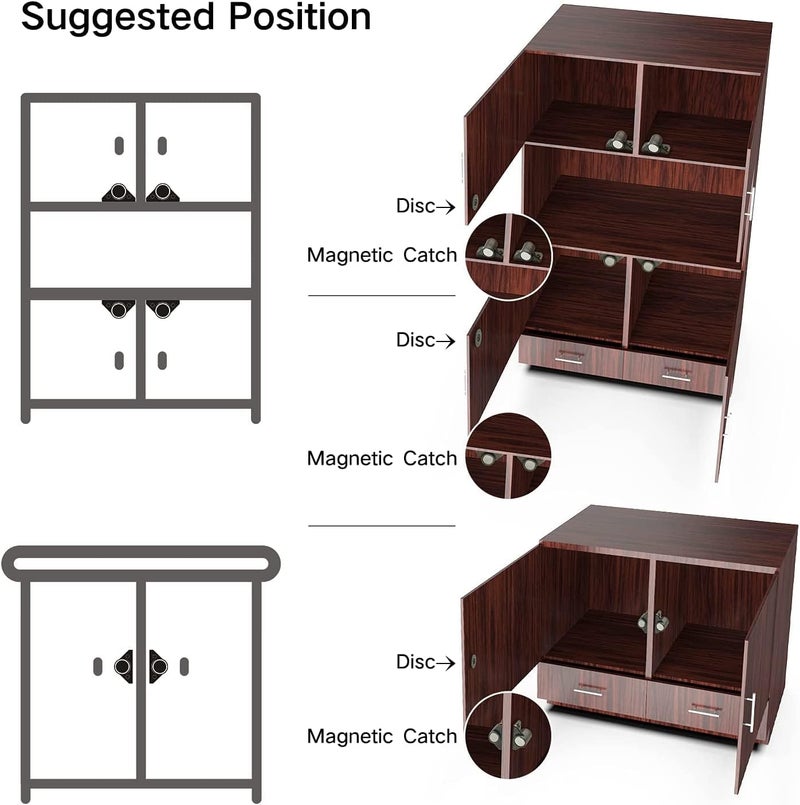 sunivaca Magnetic Door Catch, 4 Pack Rare Earth Cabinet Door Magnets - Bronze - Image 5