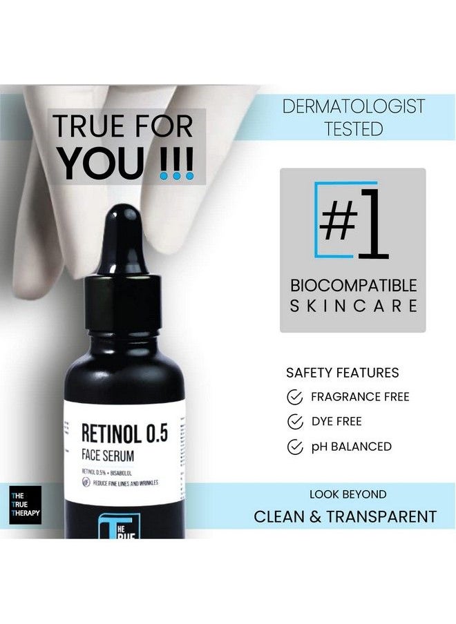 THE TRUE THERAPY Light Weight 0.5% Retinol Face Serum For Antiaging Night Face Serum With Retinol Bisabolol & Squalane Reduce Fine Lines & Wrinkles; For Women & Men 30 Ml  - Image 3