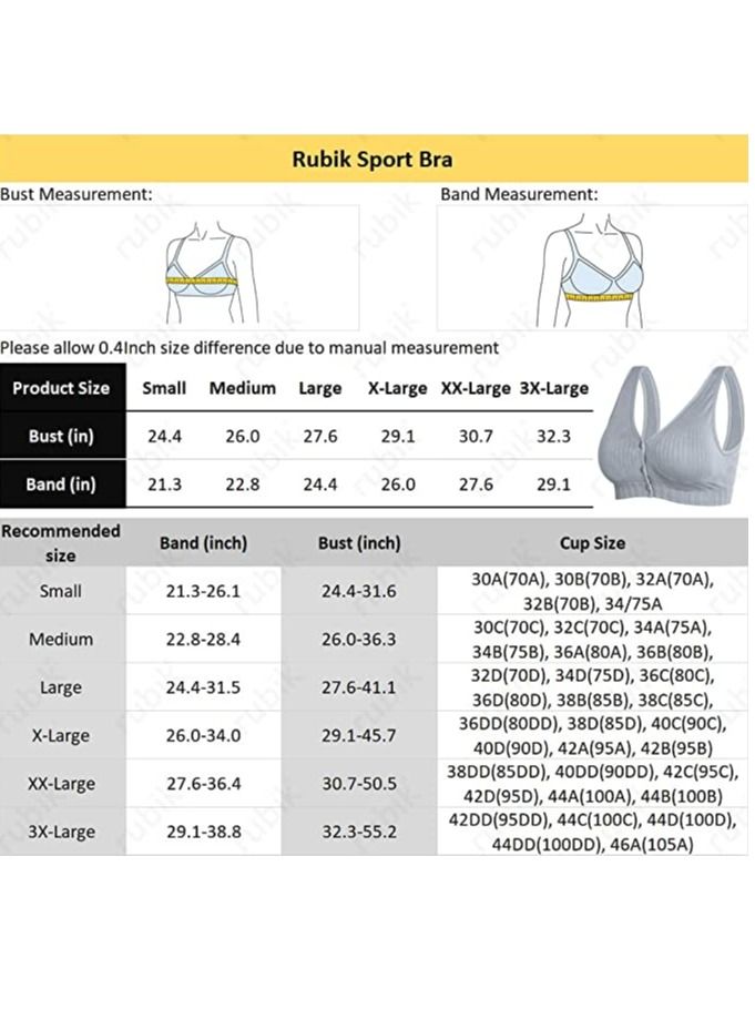 Rubik Nursing Bra for Women, Breast Feeding Maternity Front Button Closure Seamless Removeable Padded Smooth Wireless Pregnancy Sleeping Bra (3XL) Grey  - Image 3