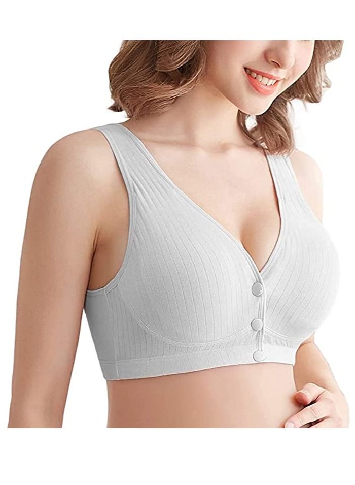 Rubik Nursing Bra for Women, Breast Feeding Maternity Front Button Closure Seamless Removeable Padded Smooth Wireless Pregnancy Sleeping Bra (3XL) Grey  - Image 1