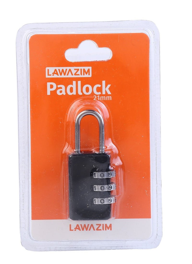 LAWAZIM 3-Piece Combination Padlock 21 milimeter - Black  - Image 2
