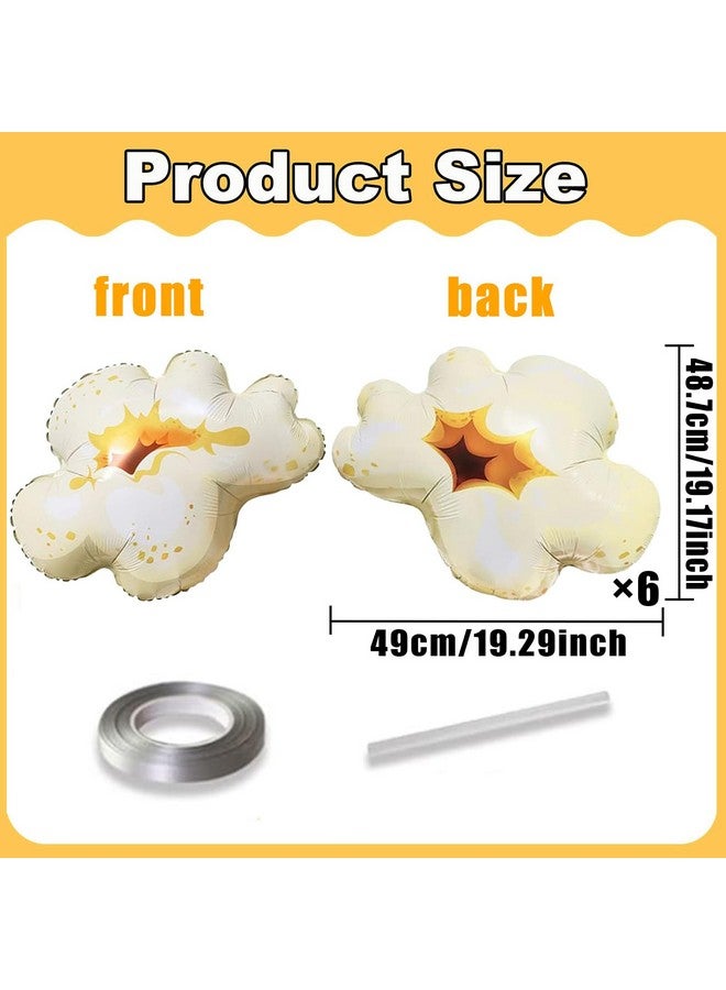 CYMYLAR CYMYLAR 6pcs Cartoon Big Popcorn Balloons Movie Popcorn Foil Balloon for Popcorn Movie Birthday Party Decoration Movie Night Themed Party Carnival Party Slumber Party Kid Food Theme Party Decoration  - Image 2