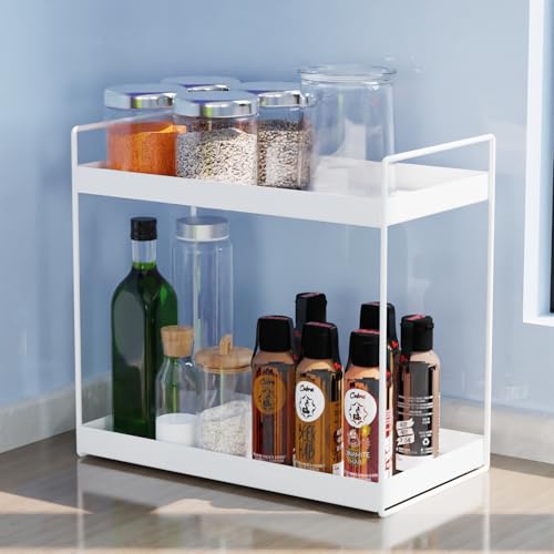 WonderStand Metal NOVA (White) | 2-Tier Standing Spice Rack Storage Organizer, Bathroom Countertop Storage Shelf Cosmetic Organizer And Home/Kitchen Spice Rack - Image 1