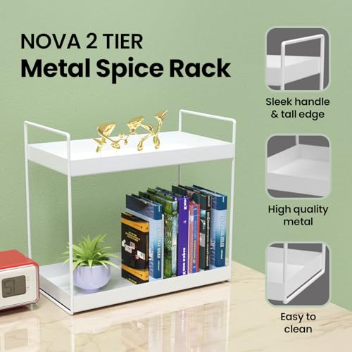 WonderStand Metal NOVA (White) | 2-Tier Standing Spice Rack Storage Organizer, Bathroom Countertop Storage Shelf Cosmetic Organizer And Home/Kitchen Spice Rack - Image 2