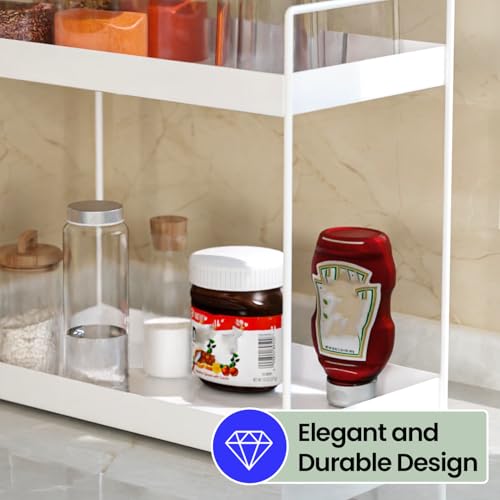WonderStand Metal NOVA (White) | 2-Tier Standing Spice Rack Storage Organizer, Bathroom Countertop Storage Shelf Cosmetic Organizer And Home/Kitchen Spice Rack - Image 4