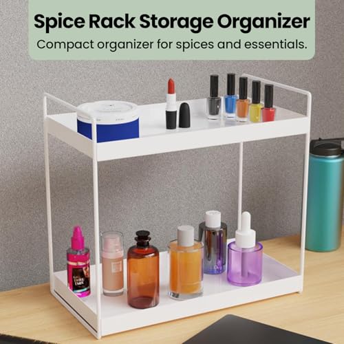 WonderStand Metal NOVA (White) | 2-Tier Standing Spice Rack Storage Organizer, Bathroom Countertop Storage Shelf Cosmetic Organizer And Home/Kitchen Spice Rack - Image 5