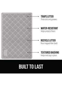 Gorilla Grip Gorilla Grip Water Resistant Cat Litter Box Trapping Mat 35X23, Easy Clean, Textured Backing, Traps Mess For Cleaner Floors, Less Waste, Stays In Place For Cats, Soft On Paws, Gray  - Image 2