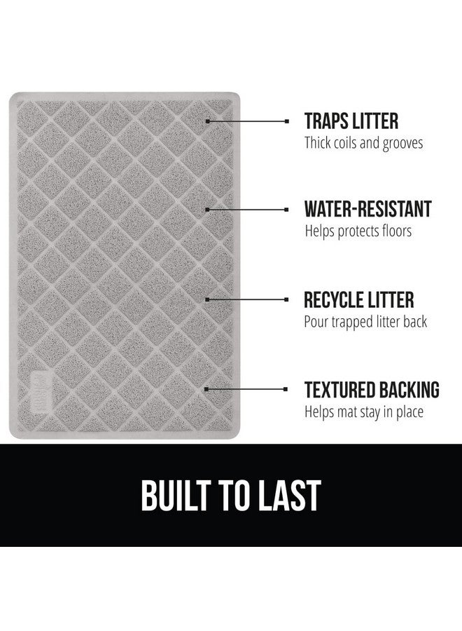 Gorilla Grip Water Resistant Cat Litter Box Trapping Mat 35X23, Easy Clean, Textured Backing, Traps Mess For Cleaner Floors, Less Waste, Stays In Place For Cats, Soft On Paws, Gray - Image 2