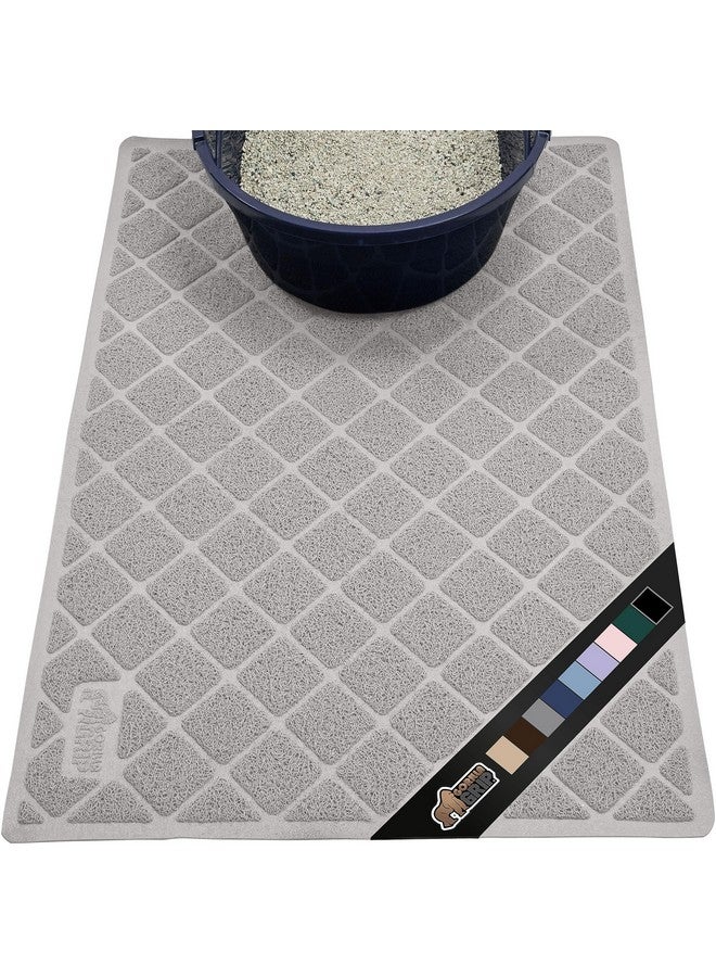 Gorilla Grip Water Resistant Cat Litter Box Trapping Mat 35X23, Easy Clean, Textured Backing, Traps Mess For Cleaner Floors, Less Waste, Stays In Place For Cats, Soft On Paws, Gray - Image 1