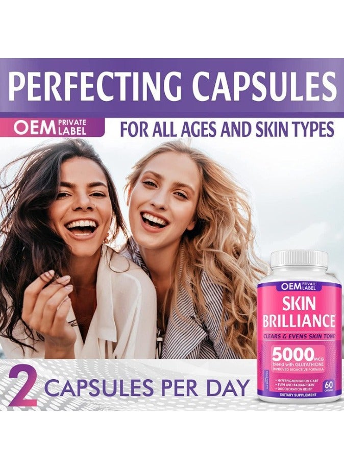 SKIN WHITENING SKIN Glutathione Whitening Pills – 5000mg – Skin Lightening Supplement for Dark Spots, Melasma & Acne Scars – Anti-Aging Antioxidant – 60 Capsules - Image 3