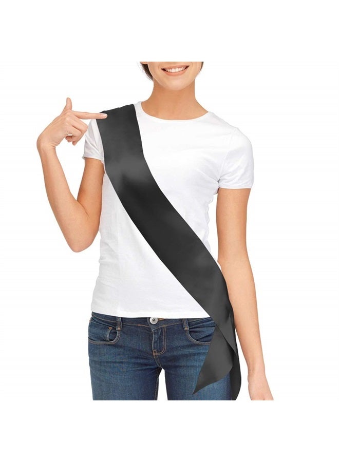 TREORSI Blank Satin Sash, Plain Sash, Party Decorations, Make Your Own Sash (Black) - Image 1