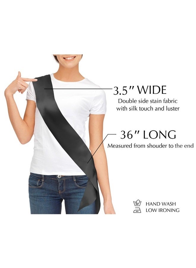 TREORSI Blank Satin Sash, Plain Sash, Party Decorations, Make Your Own Sash (Black) - Image 3