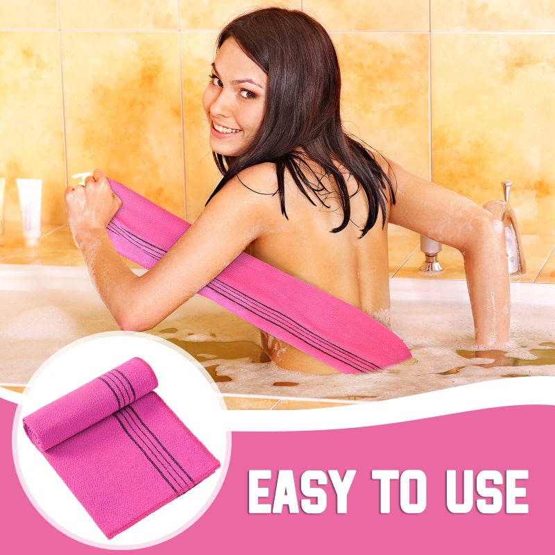 Tatuo 4 Pieces Korean Exfoliating Washcloth Body Back Scrubber Japanese Italy Exfoliating Cloth 35.5 Inch Long Bath Towel Washcloth Dead Skin Remover for Men Women(Multicolored) - Image 4