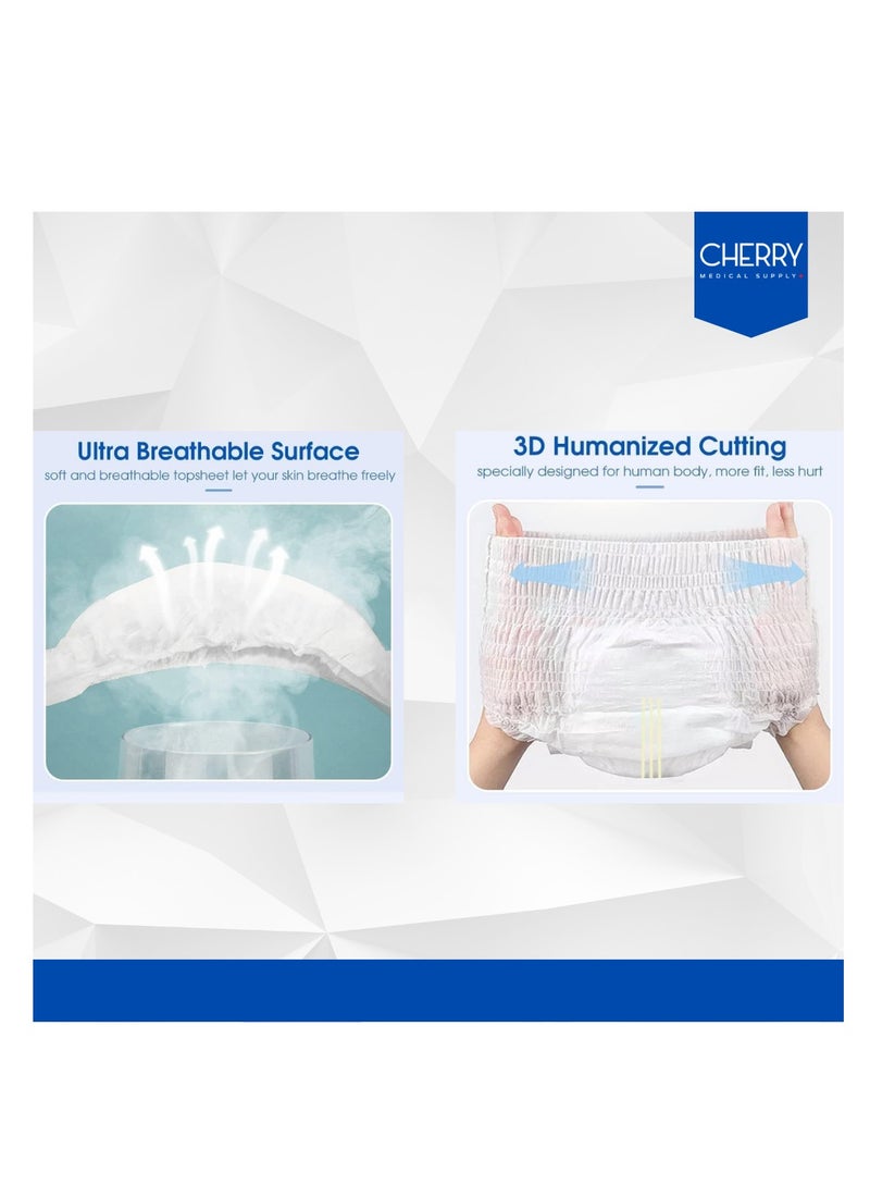 شيري ميديكال سابلاي 10 قطع حفاضات للكبار بتصميم بنطلون كبير - كبير جدًا (مقاس الخصر 80 سم - 130 سم) بالإضافة إلى 10 قطع 60 سم × 90 سم، وسادات سفلية للاستعمال مرة واحدة، حماية من التسرب، للجنسين - Image 5