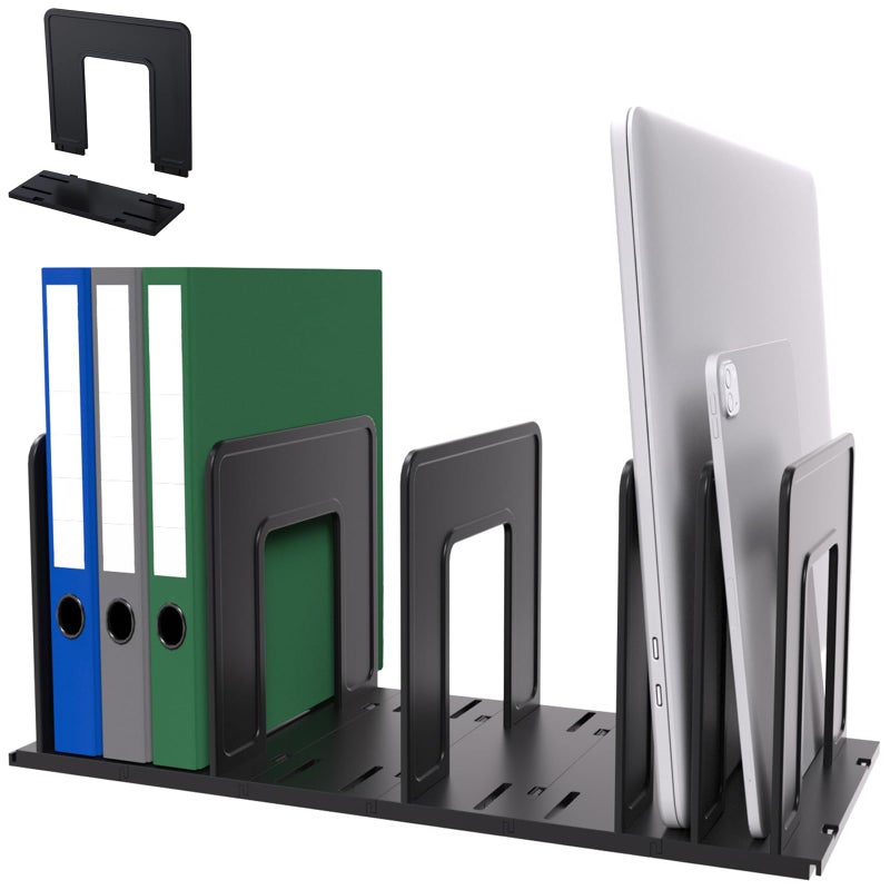 LuluEasy Adjustable Vertical File Sorter Sturdy Plastic Expandable Upright File Holder, Desktop Binder Organizer, School Office File Organizer Bookshelf Divider, Assemble Easily Endlessly, Black - Image 1