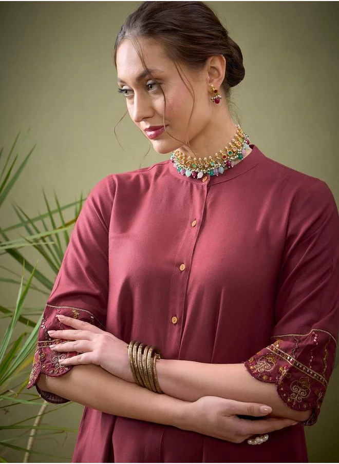 SASSAFRAS Embroidered Sleeve Shirt & Pants Co-Ord by Styli