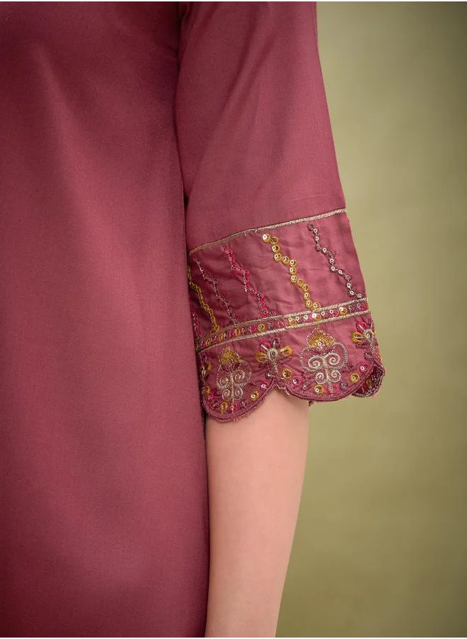 SASSAFRAS Embroidered Sleeve Shirt & Pants Co-Ord by Styli