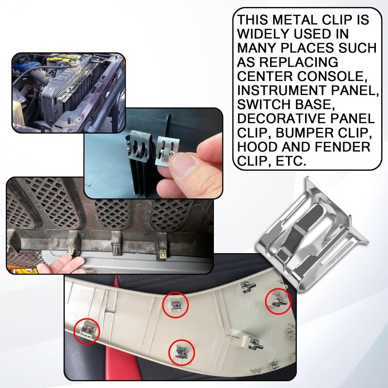 Mlahuier 15PCS Car Trim Panel Metal Retainer Clip, Universal U-Shaped Car Dashboard Console Fastener Replaces OEM#11588650, Dash Retainer Clips for Chevy Buick GMC Cadillac Saturn Tucks SUV - Image 5