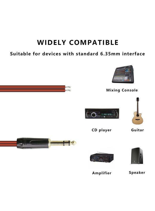 XMSJSIY 1/4 TRS Speaker Bare Wire, 6.35mm 3- Pole Male Mono Stereo Audio Cable Replacement Open End OFC HiFi Speaker Cord Amplifier Patch for DJ Microphone Subwoofer Mixer Wire -2m - Image 2