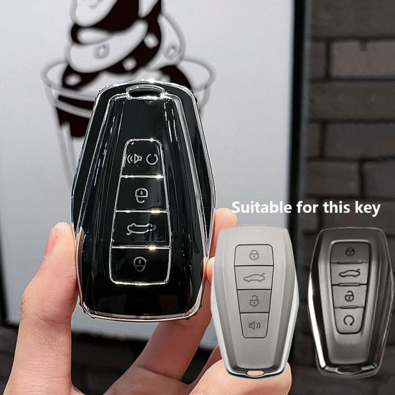 TPU Car Key Cover: Purple High-Quality Soft TPU, Full Protection, 1:1 Smart Key Design - Quick Installation, Car Key Case for Geely Coolray, X6, X7, EX7, Geometry C, Emgrand, Okavango, GC9, SUV, GT, H - Image 4