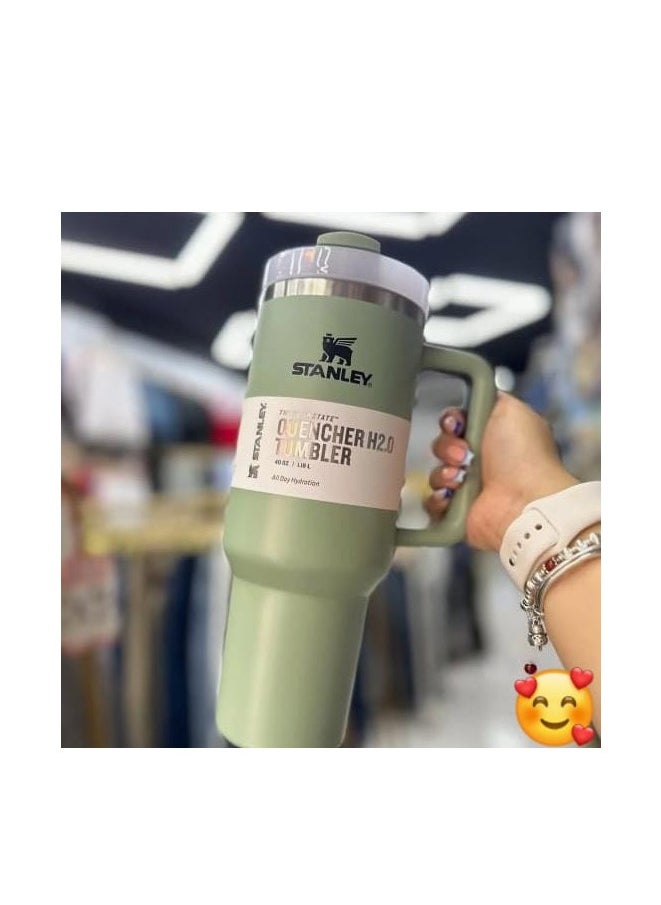 H2.0 Flow State Stainless Steel Tumbler with Handle and Straw Lid Insulated Reusable Cup for Water, Coffee, Smoothies & More, Travel Mug, Cupholder Friendly 40 oz