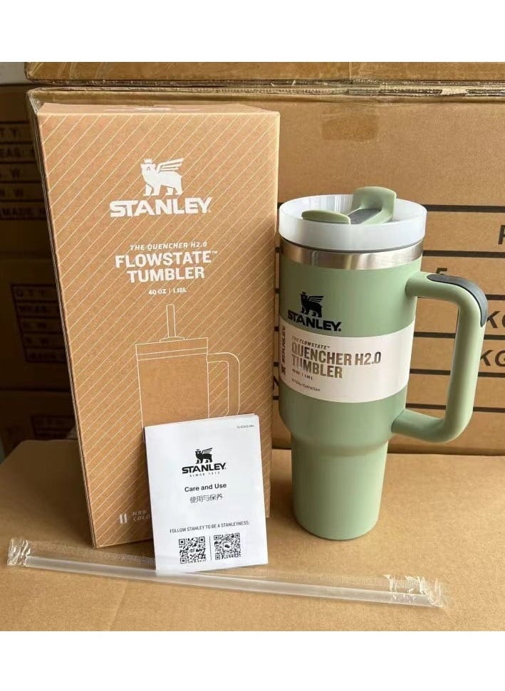 H2.0 Flow State Stainless Steel Tumbler with Handle and Straw Lid Insulated Reusable Cup for Water, Coffee, Smoothies & More, Travel Mug, Cupholder Friendly 40 oz