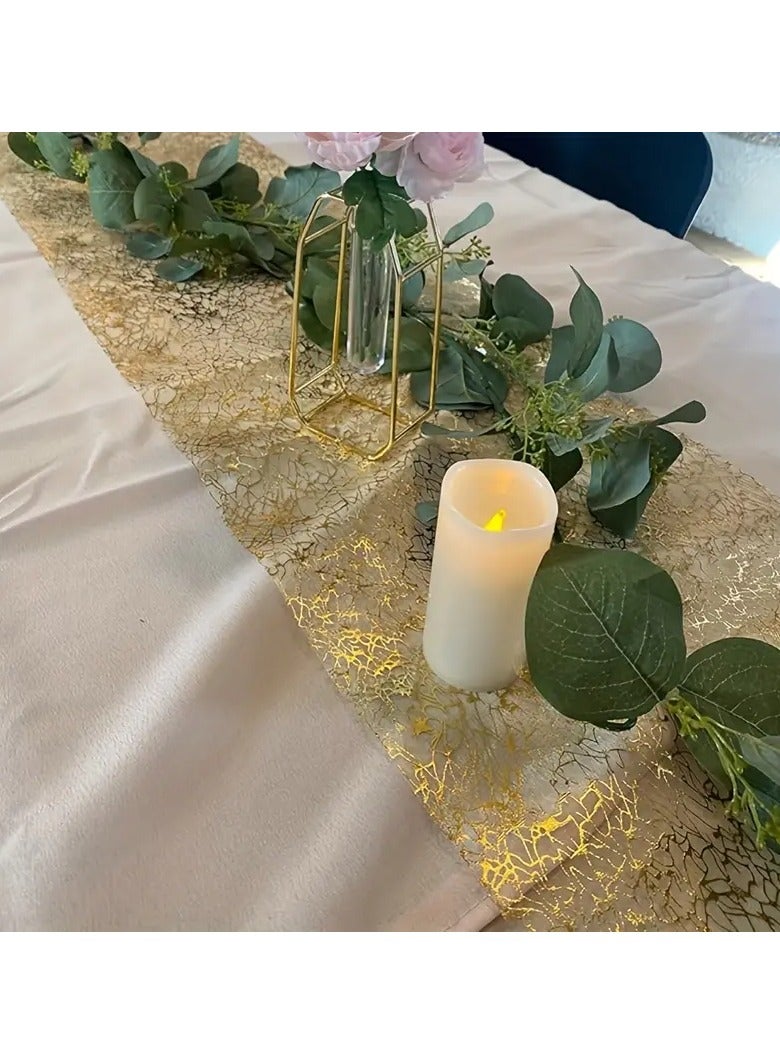 Goolsky 1pc, Golden Table Runner, Glitter Metal Foil Thin Mesh Table Runner, Sequin Tulle Table Decoration, Suitable For DIY, Wedding, Banquet, Birthday, Party And Home Decoration - Image 4