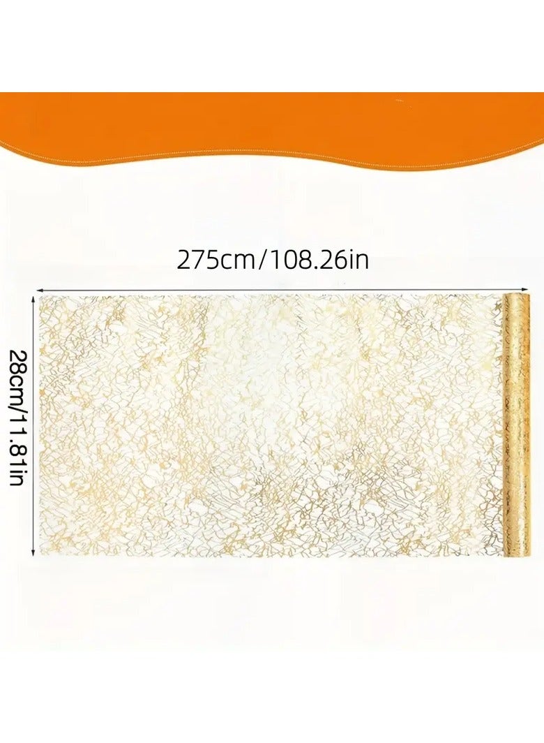 Goolsky 1pc, Golden Table Runner, Glitter Metal Foil Thin Mesh Table Runner, Sequin Tulle Table Decoration, Suitable For DIY, Wedding, Banquet, Birthday, Party And Home Decoration - Image 5
