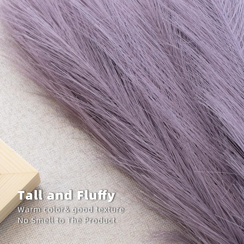 EVODIS Pampas Grass Decor, Fluffy Faux Pampas Grass 6 Stem 18"/45cm Pompous Grass Small Flower Arrangement and Vase Filler for Boho Home Wedding Decoration (Light Purple) - Image 2