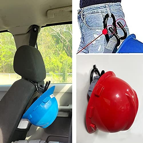 Pmsanzay 2 Pack Universal Over The Seat Hard Hat Rack, Wall Mount Hard Hat Holder Hanger Hook - Strong & Flexible for Variety of Hard Hat - Simple to install. Your hard hat is always right within arms reach. - Image 3