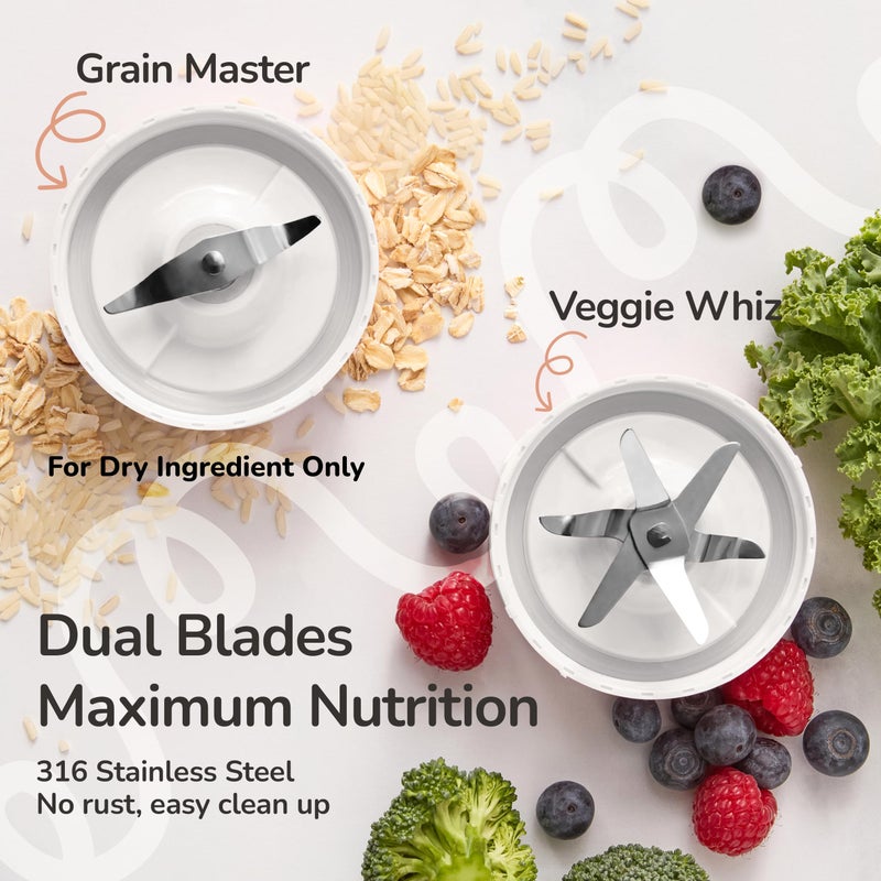 Kwiplee Bubble Blender, Baby Food Maker & Puree Blender with 2 Borosilicate Glass Cups, Compact Baby Bullet for Smoothies, Hands-Free One-Touch, 200W Motor, Cream - Image 5