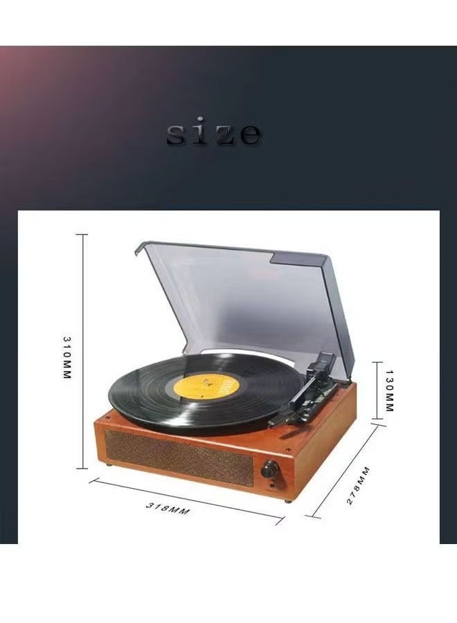 Record Player With Dust Cover Portable Gramophone Retro Vinyl Record Player Vintage Turntable Phonograph With Built-In Stereo Speakers Bluetooth  - Image 2