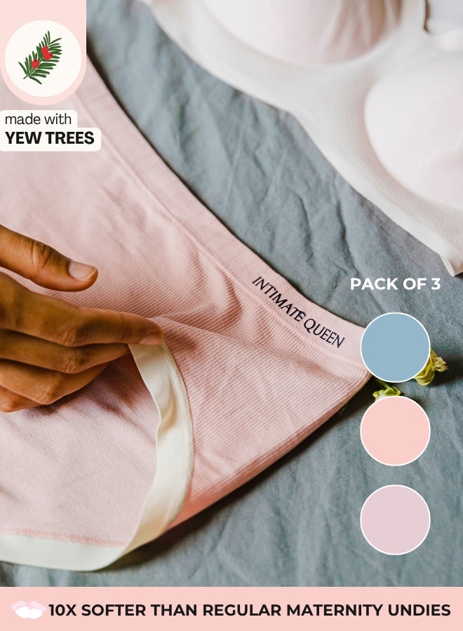 Intimate Queen Yew Tree Bae Maternity Briefs – Silky Soft, Antibacterial Calm, Full-Coverage Comfort for Bump & Skin (Pack of 3) - Image 1
