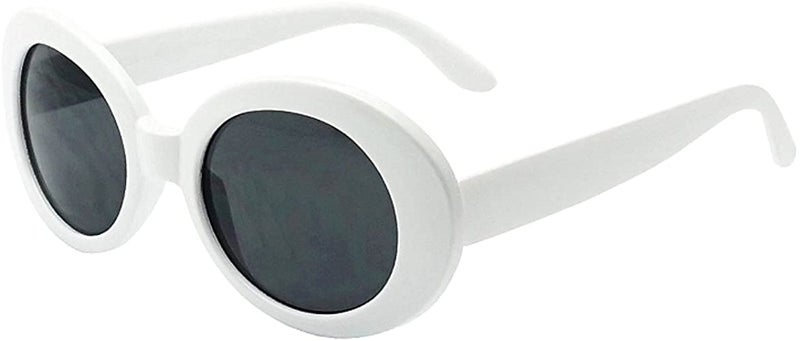 ZaneGear My Shades - White Oval Round Sunglasses Thick Bold Retro Clout Goggles (White, Smoke), Large - Image 1