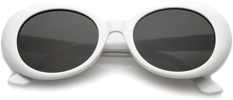 ZaneGear My Shades - White Oval Round Sunglasses Thick Bold Retro Clout Goggles (White, Smoke), Large - Image 2