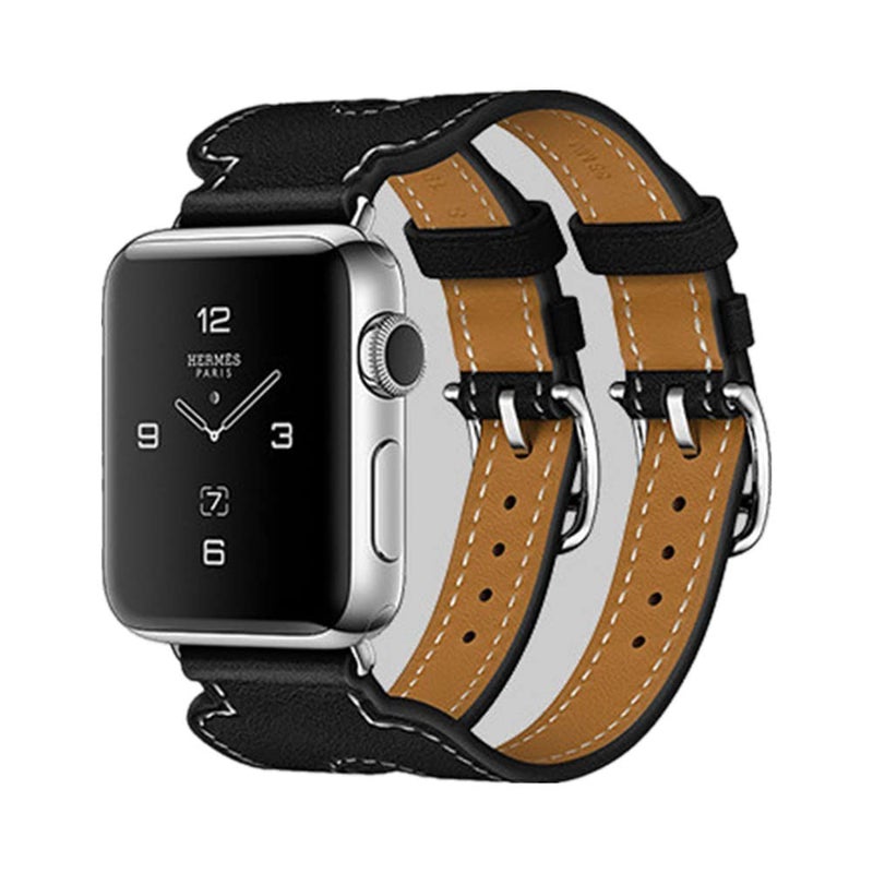 eWINNER Leather Cuff Strap Compatible with Apple Watch Ultra 2/Ultra/SE 2/Series 10/9/8/7/6/5/4/3/2/1 – Sizes 49–38mm for Men Women - Image 1