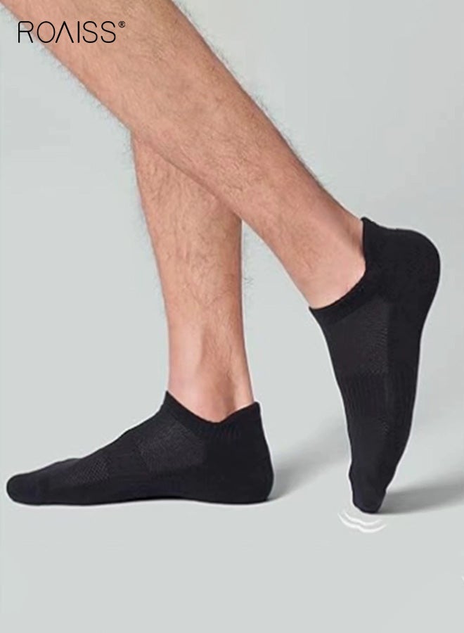 رويس 4 أزواج من الجوارب القصيرة للجنسين، جوارب جري للرجال والنساء، مصنوعة من القطن المسامي ومضادة للتقرحات وخفيفة الوزن وسريعة الجفاف، مخصصة للصالات الرياضية، منخفضة القطع، باللون الأسود - Image 2