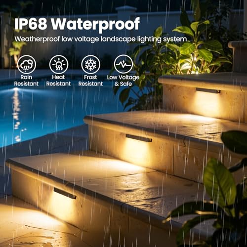 ZZXX All-in-One Retaining Wall Lights with Transformer, 2700K Hardscape Lighting, Low Voltage Landscape Lighting, IP68 Waterproof Outdoor Step Lights Fence Decor for Patio Stairs, 3W Lights 8-Pack - Image 4