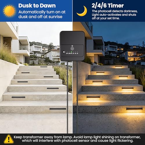 ZZXX All-in-One Retaining Wall Lights with Transformer, 2700K Hardscape Lighting, Low Voltage Landscape Lighting, IP68 Waterproof Outdoor Step Lights Fence Decor for Patio Stairs, 3W Lights 8-Pack - Image 3